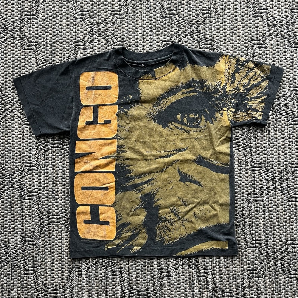 Vintage Congo Movie Promo Shirt Youth XL Black‎ Single Stitch Paramount 90s AOP